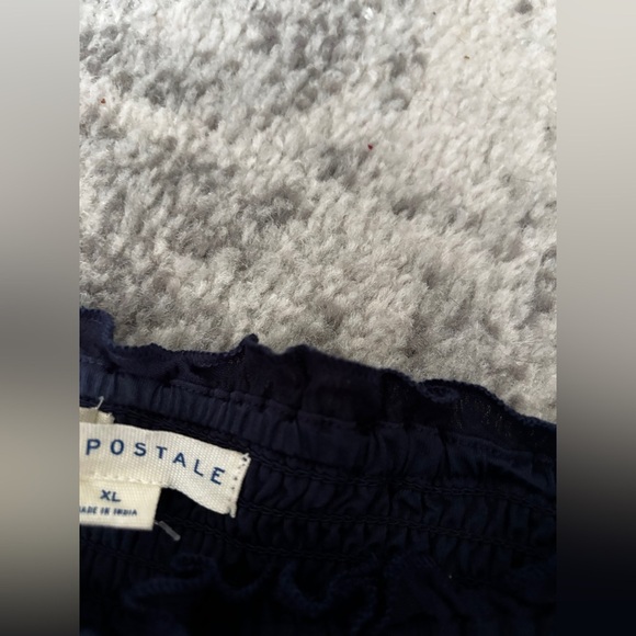 NWT Aeropostale Smocked Off Shoulder Ruffle Mini Skirt Navy Blue Size XL - Picture 4 of 5